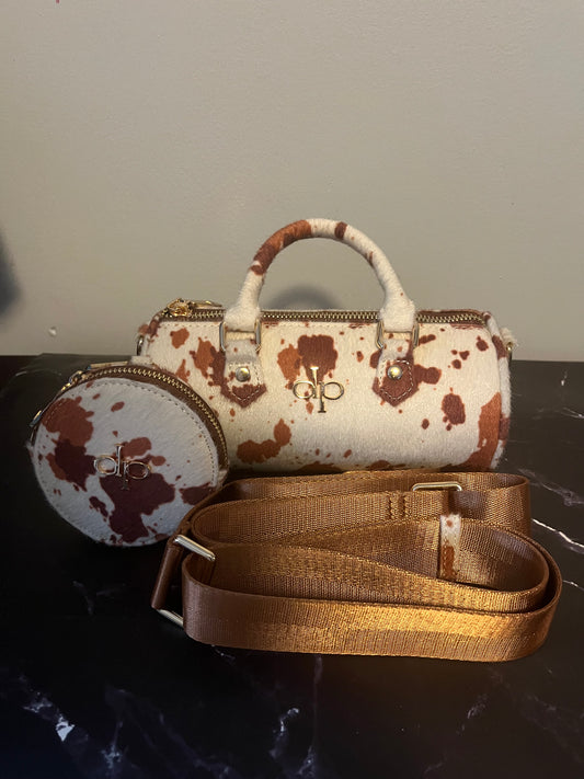 Confident Pearl - Brown Cow Print