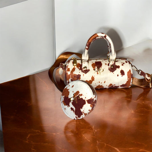 Confident Pearl - Brown Cow Print