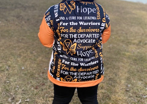 Find A Cure for Leukemia - Unisex French Style Terry Jacket (Orange Sleeves)