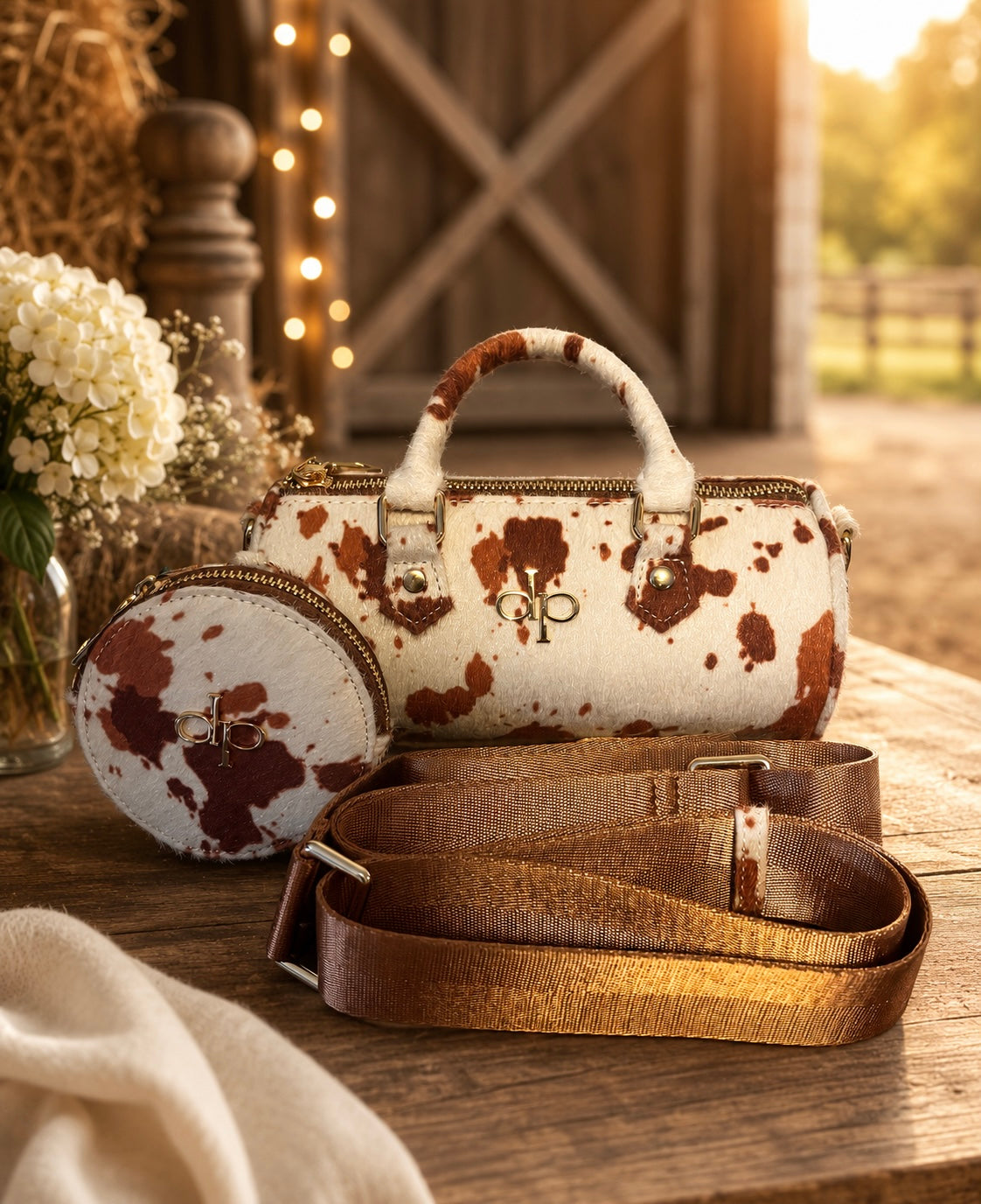 Confident Pearl - Brown Cow Print