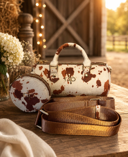 Confident Pearl - Brown Cow Print
