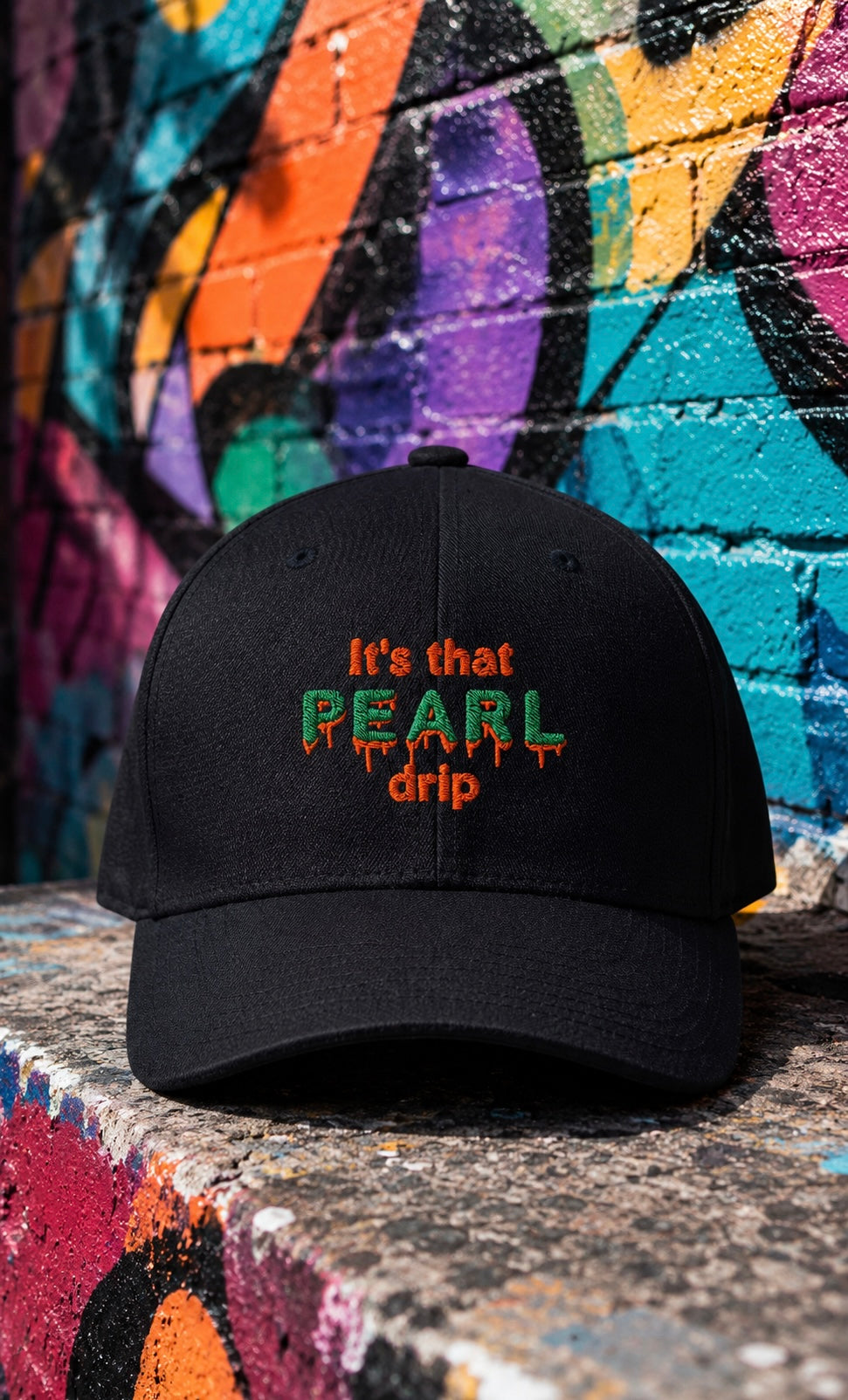 Orange & Green Pearl Drip Flex Fit Hat