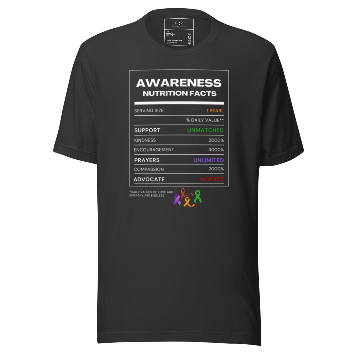 Awareness Nutrition Facts Tee