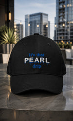 Royal Blue & White Pearl Drip Flex Fit Hat