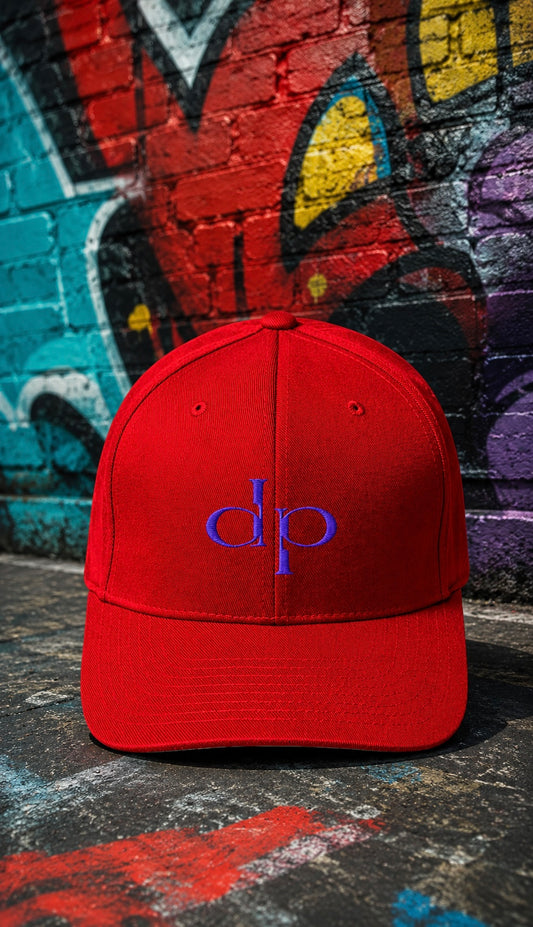 dp purple embroidered flex fit hat