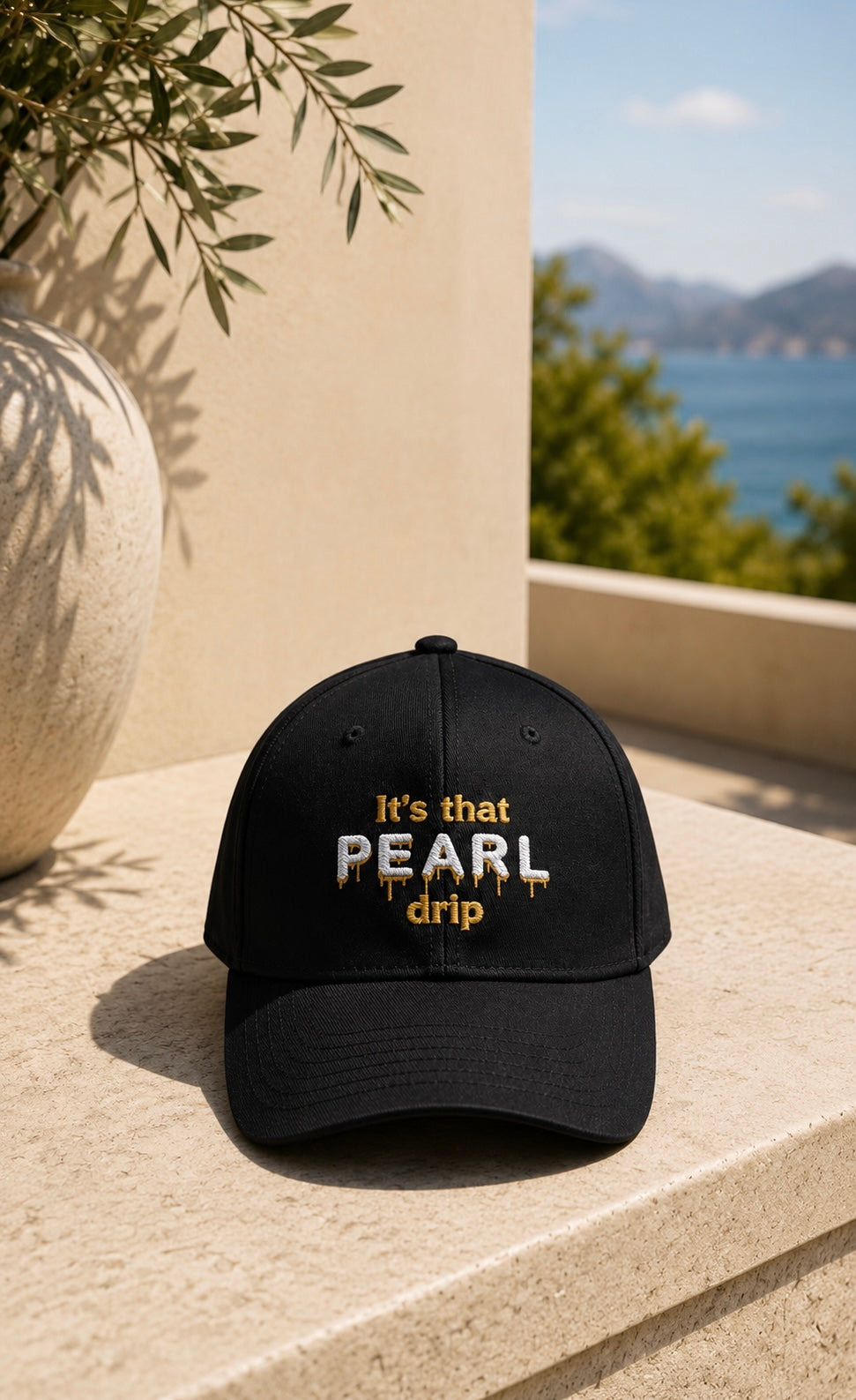 White & Gold Flex Fit Hat