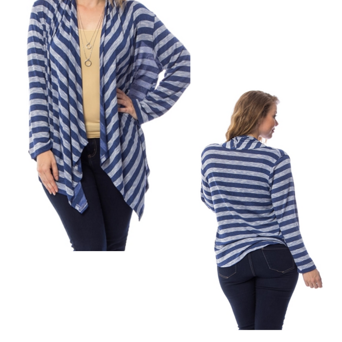 Blue and White Strip Cardigan